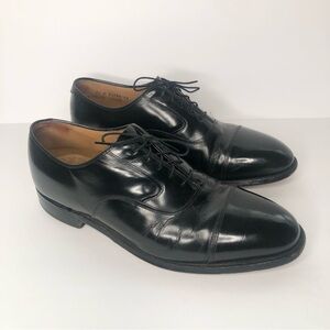 Johnston & Murphy Mens Solid Black Leather Oxford Dress‎ Shoes Size 10.5